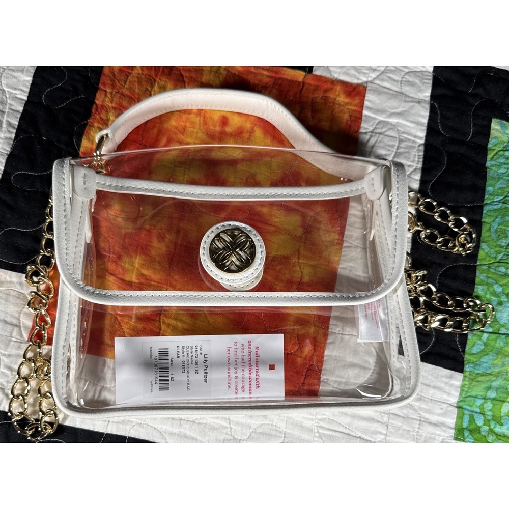 Lilly Pulitzer Clear White Crossbody Bag Chain Detail